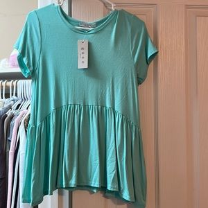 Mint Peplum Style Tee. Size S. New with Tags!